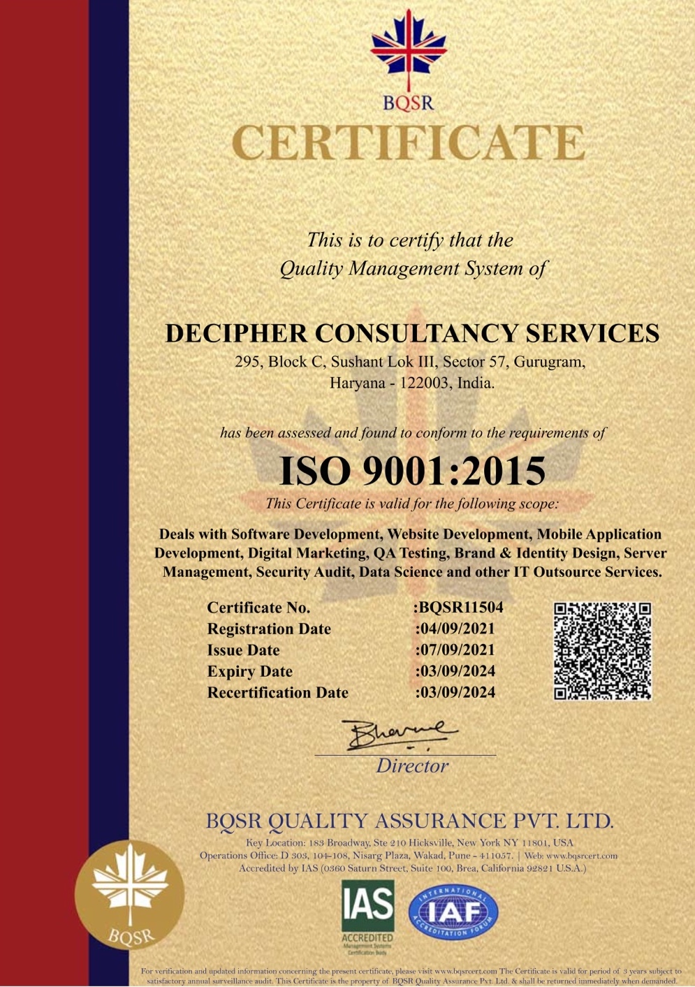 Decipher is Now ISO 9001:2015 Certified